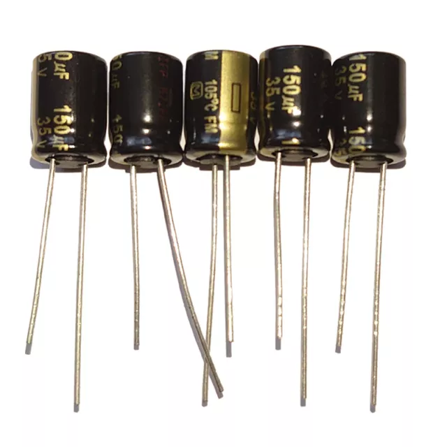 150uF 35V Low ESR Electrolytic Capacitors 105'C Panasonic, Pack of  2,5,10 or 20