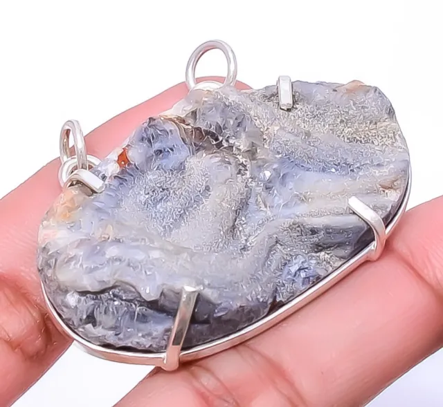 Desert Rose Drusy - India 925 Sterling Silver Jewelry Pendant 1.25" A327