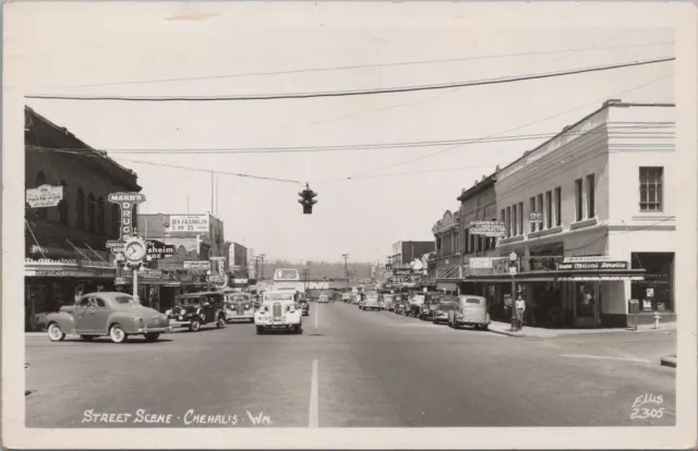 RPPC Postcard Street Scene Chehalis WA Washington