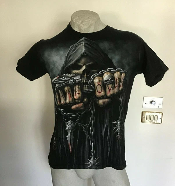 T-Shirt da uomo Spiral Direct Game Over Top Skull Gothic Biker Taglia S Jersey