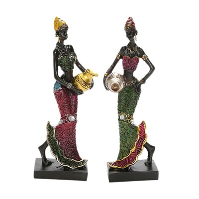 Capelli neri afro Baoblaze Creativo Donna Africana Busto Arte Scultura Statua in Resina Camera Da Letto Hotel Display TV Mensola Home Decor Ornamenti Opere D'arte 