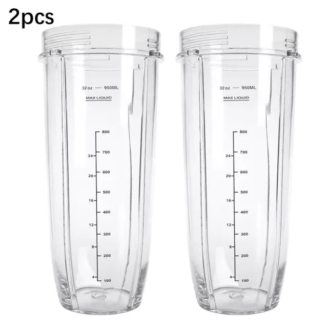 1/2X 32OZ Replacement Part Cups For Nutri Ninja Blender Auto iQ 900w 1000w 1500w