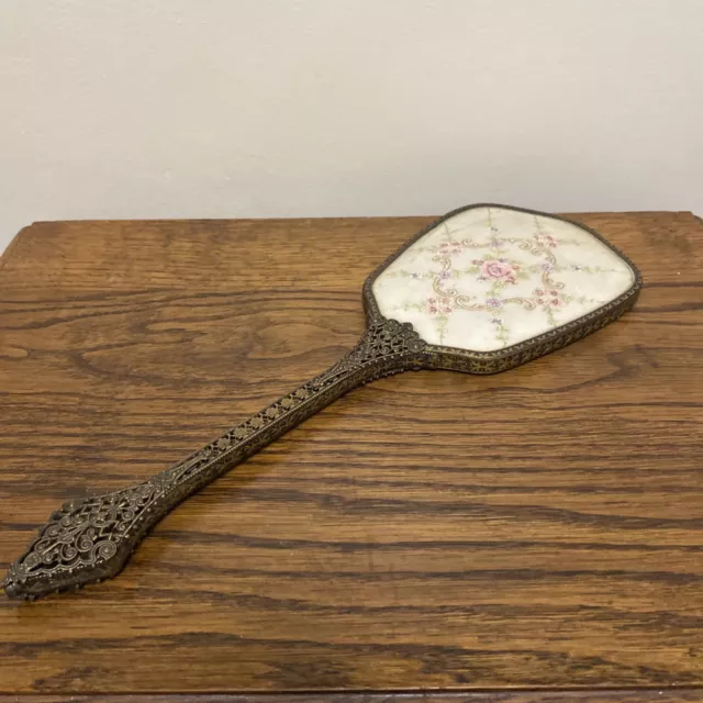 1960's Floral Petit Vanity Mirror 36cm Long