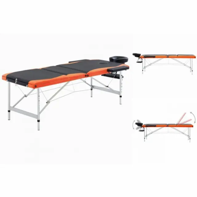 Massagetisch Klappbar 3 Zonen Aluminium Schwarz Und Orange