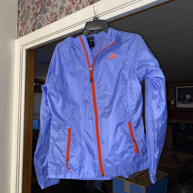 The North Face Rain Jacket Hyvent Coat Womens Size M Hooded Full Zip Blue