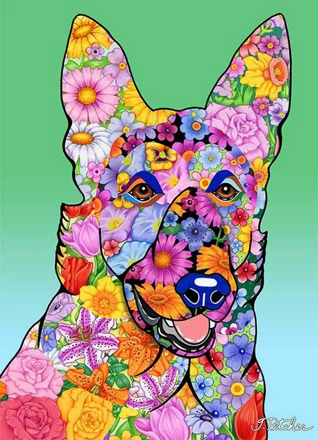 Flowers Garden Flag - German Shepherd 960031
