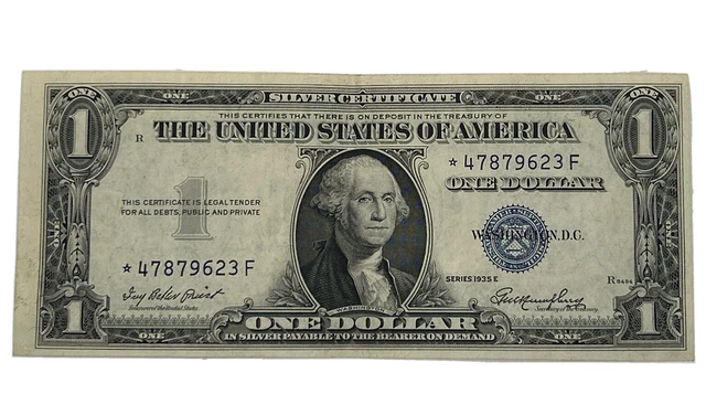 Series 1935 E Blue Seal $1.00 One Dollar Silver Certificate Star Note Crisp 9