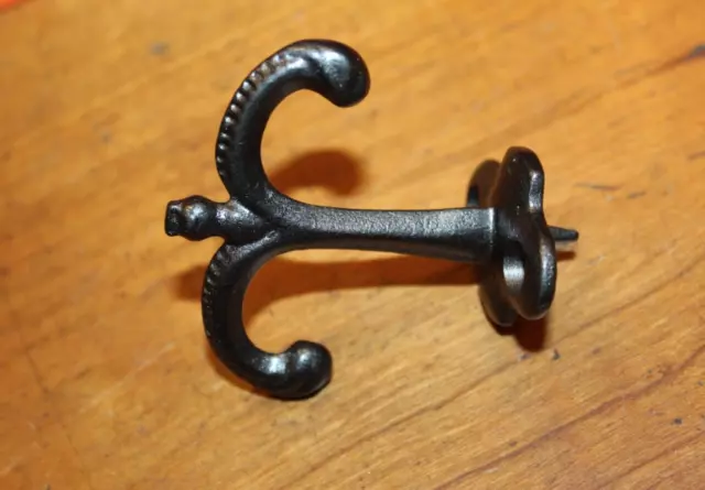 Antique Vintage Under Shelf Coat Hat Closet Hook Hanger Cast Iron A-45
