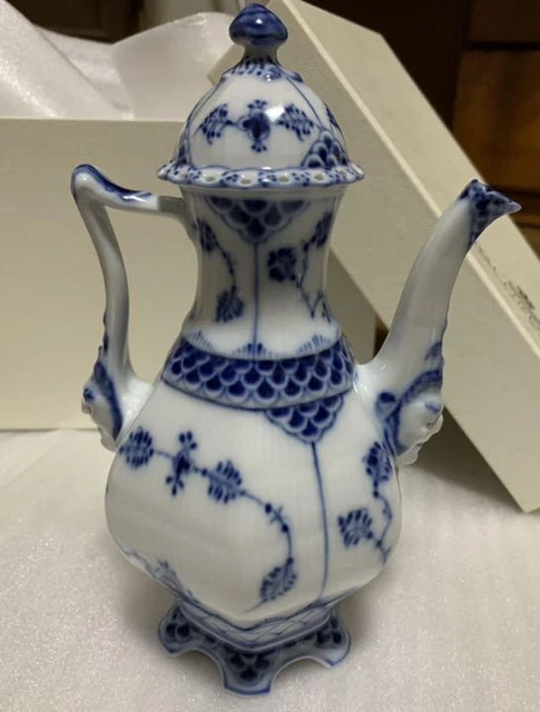 Royal Copenhagen In Box Blue Fluted Full Lace Coffee Pot