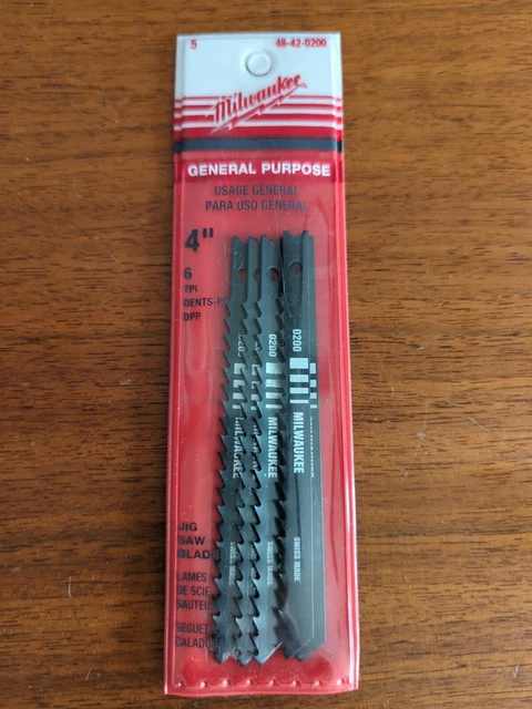 1 Package Of 5  48-42-0200 Milwaukee 3 1/8” Long 6-TPI Swiss Made Jig Saw Blades