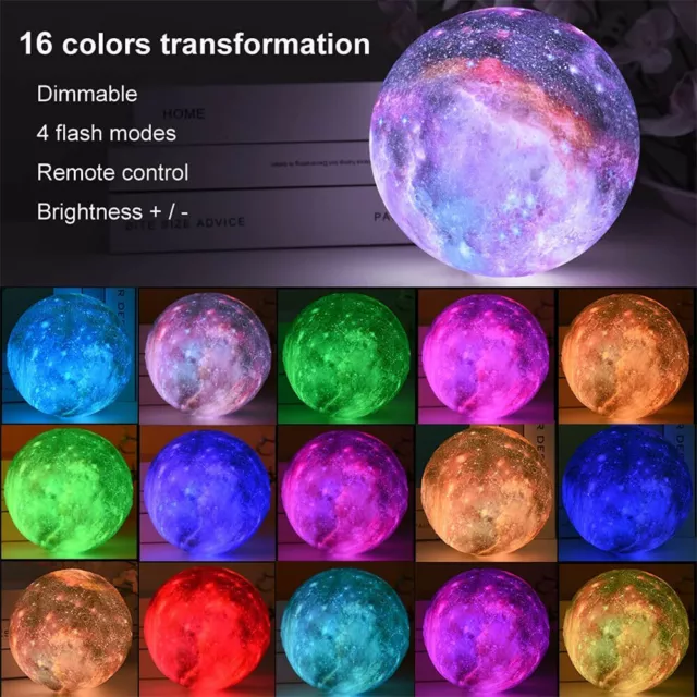 3D Printing Galaxy Lamp Moonlight USB LED Night Lunar Light Touch Color Changing 3