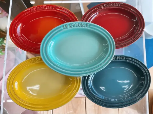 LE CREUSET Oval Mini Plate Multicolor Rainbow Stoneware Set of 5 10cm x 13.5cm