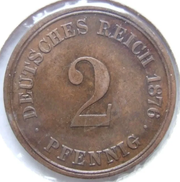 Moneta Reich Tedesco Impero Tedesco 2 Pfennig 1876 D IN Extremely fine