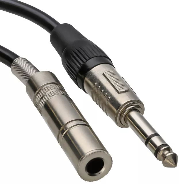 Luxe 6.35mm Trs Jack Extension Stéréo Prise Jack À Douille Audio Câble 5m 3