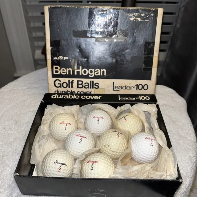 VINTAGE BEN HOGAN GOLF AMF Leader 100 Box With 8 Ben Hogan Golf Balls ...