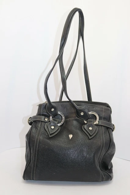 LANCASTER Sac à Main Porté Épaule ou a Dos Vintage Cuir Noir TBE made in France