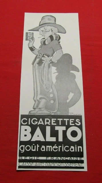 Advertising Pub Publicite Ancienne Advert 5.3 Cigarettes Balto Gout Americain