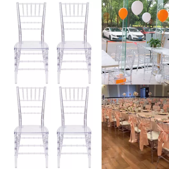 Set of 4 Ghost Dining Side Armchair Transparent Crystal Table Side Chairs Clear