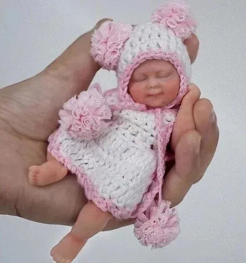 Micro 4.5 Inch Silicone Baby Reborn Doll GIRL Mini Preemie Pink Real Soft 13cm