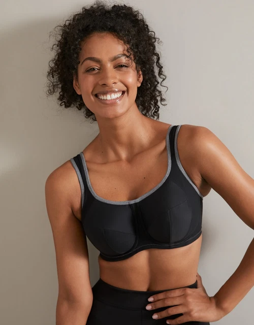 SEXY LADIES BRAVISSIMO Inspire Black Grey Sports Bra Size 30Ff