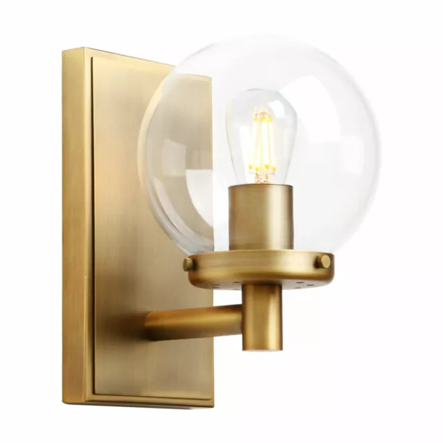 5.9" Clear Glass Globe Retro Industrial Wall Lamp Sconce Indoor Light Fixture