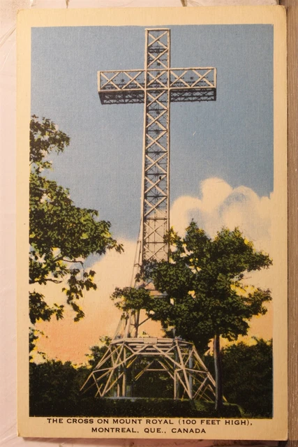 Canada Quebec Montreal Mount Royal Cross Postcard Old Vintage Card View Standard