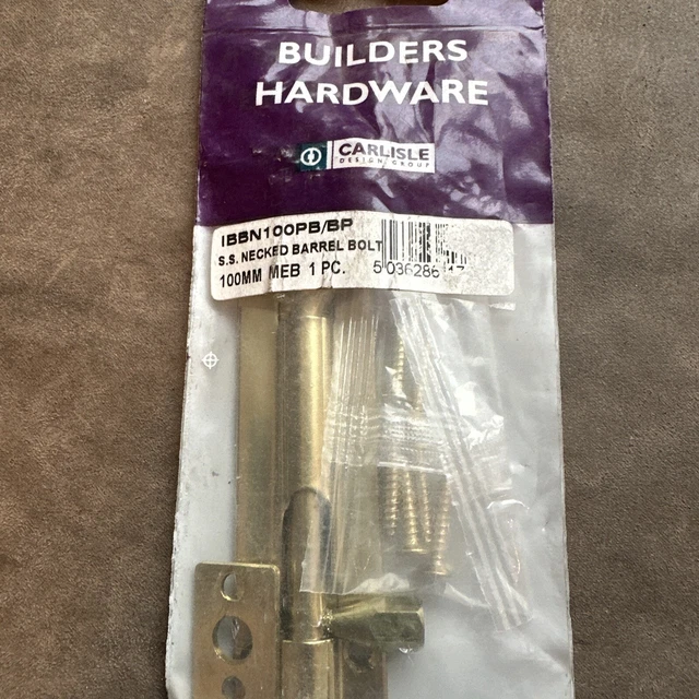 2 X CARLISLE - Code: IBBN100PB/BP - s.s necked bolt - brass 100mm