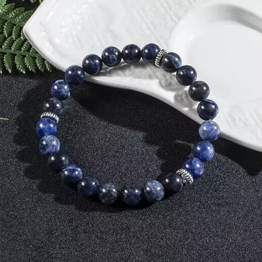 Bracelet de perles Sodalite en pierre Naturelle, sur mesure Homme ou Femme