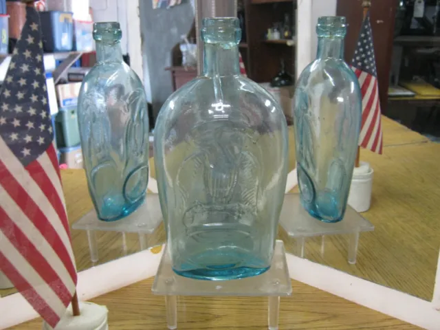~Vibrant~Bluish Aqua ~1860'S Gii-92 Double Eagle Pint Historical Flask