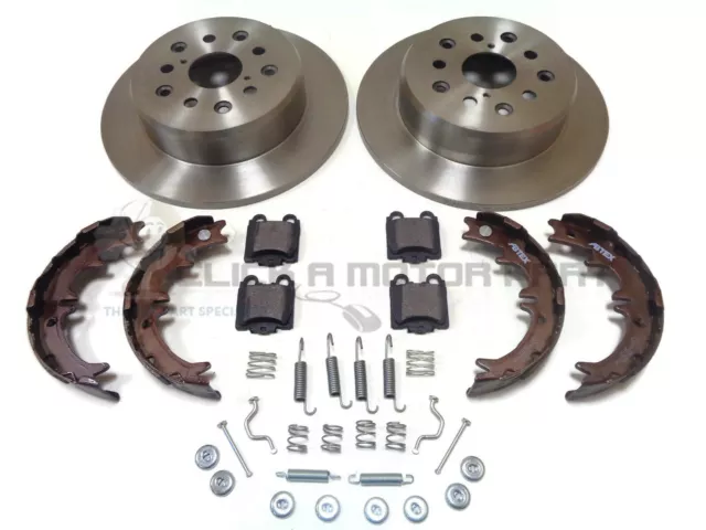 Rear 2 Brake Discs & Pads & Handbrake Shoes + Fitting Kit For Lexus Is200 Is300