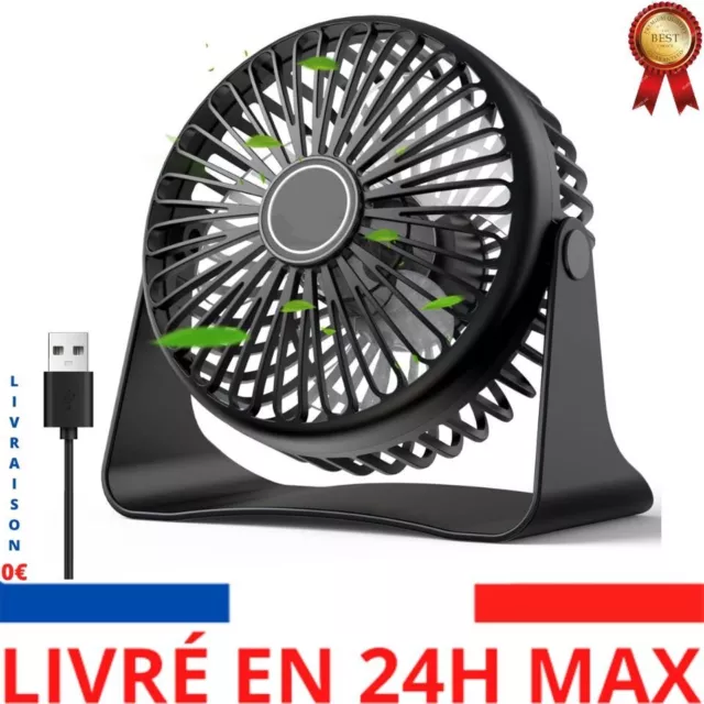 Galros Mini Ventilateur de table USB, avec 3 vitesses silencieux, Portable 360°.