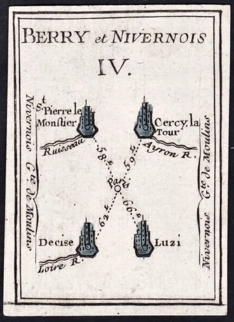 Decize Luzy Cercy-La-Tour France Playing Card Game Map Card Map Poilly 1750