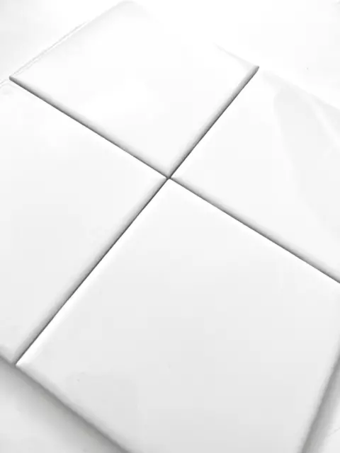 6x6 White Glossy Finish Ceramic Subway Tile Shower Walls Backsplash Made in USA
