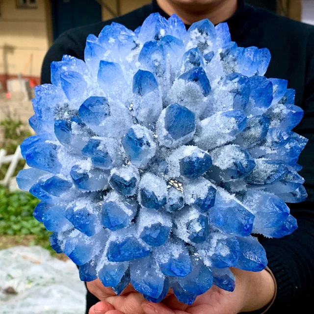 10.81LB New Find BLUE Phantom Quartz Crystal Cluster Mineral Specimen Healing 3