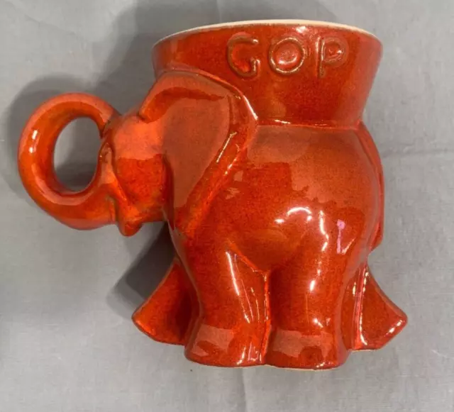 Vintage Frankoma GOP Elephant Mug Coffee Cup 1976 Red US Patent D 215-868