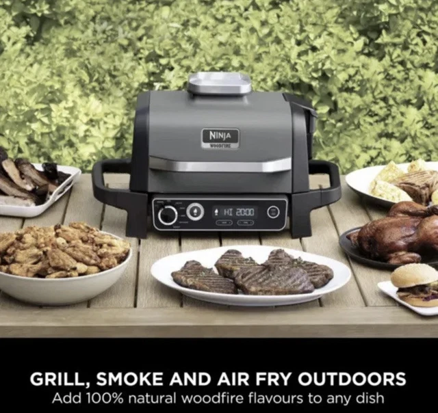 NEW NINJA WOODFIRE Outdoor Grill 7in1 Master Grill BBQ Smoker Air