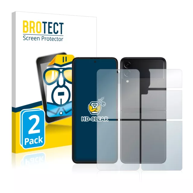 2x Film Protection Ecran pour Samsung Galaxy Z Flip 3 5G (Avant+Arrière) Clair