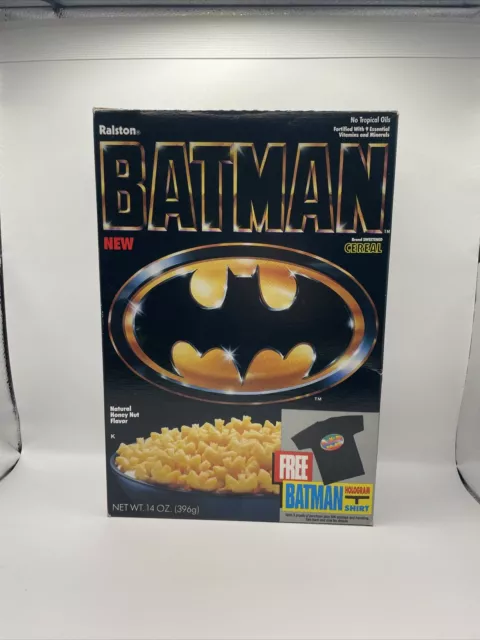 1989 Ralston BATMAN Cereal Box w/ BATMAN T-SHIRT OFFER (RARE)