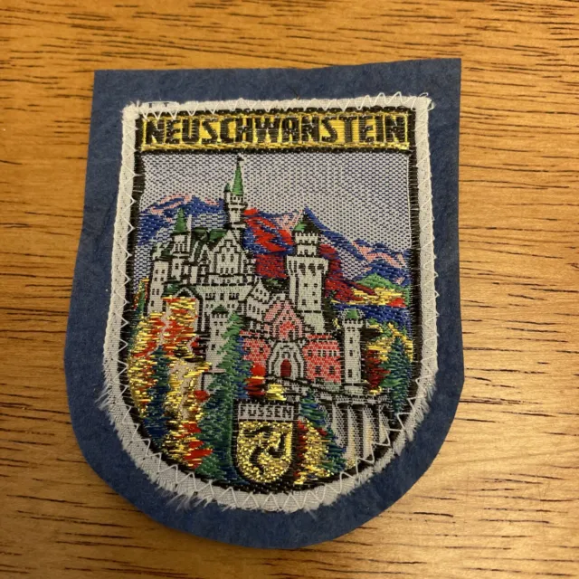 Vintage Embroidered Felt Travel Souvenir Patch  Neuschwanstein Germany