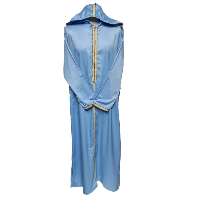 Homme Marine Or Rayé Marocain Capuche Manches Longues Coton