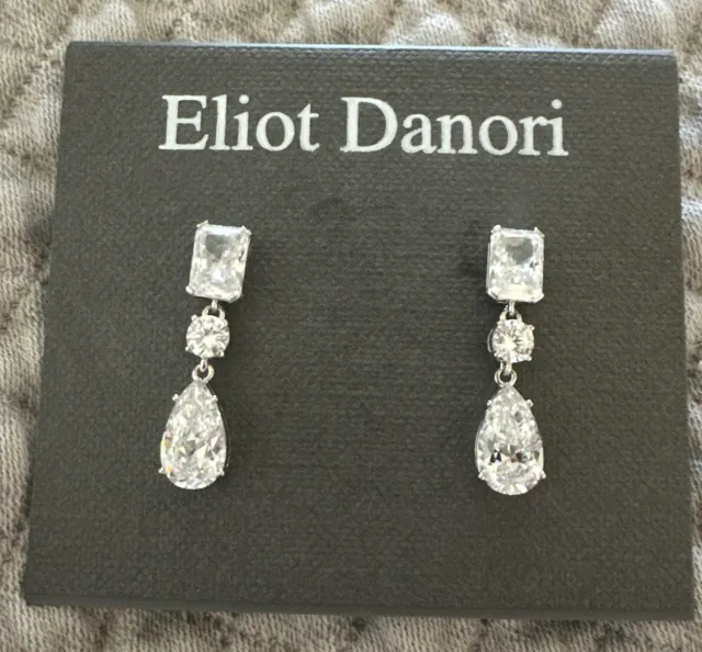 New Eliot Danori Cubic Zirconia Solitaire, Emerald Cut & Tear Drop Earrings