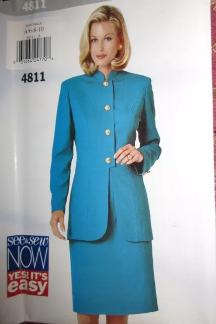 Vintage Butterick SEWING Pattern 4811 Misses EASY Jacket Skirt UNCUT OOP NEW FF