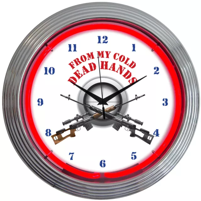 Neon clock sign 2nd Amendment Gun Owners Hunters Rifle Firearms NRA lamp light