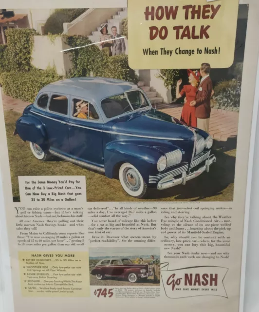 Vintage 1941 Nash Motors Advertisement Save Money Every Mile Rare