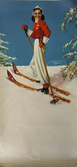 ORIGINAL VINTAGE 1940S Billy DeVorss Pin Up Winter Queen Brunette Snow ...