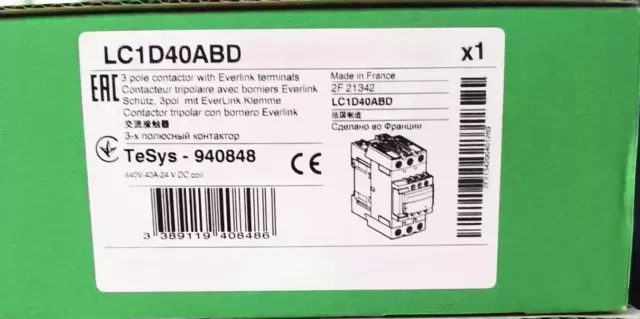 1PC Schneider LC1D40ABD LC1-D40ABD Contactor DC24V New In Box Free Shipping