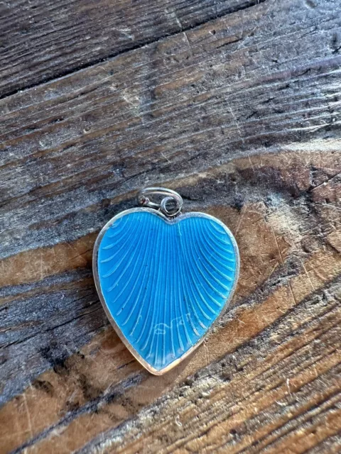 Sterling Silver enamel Heart Pendant Norway Norwegian