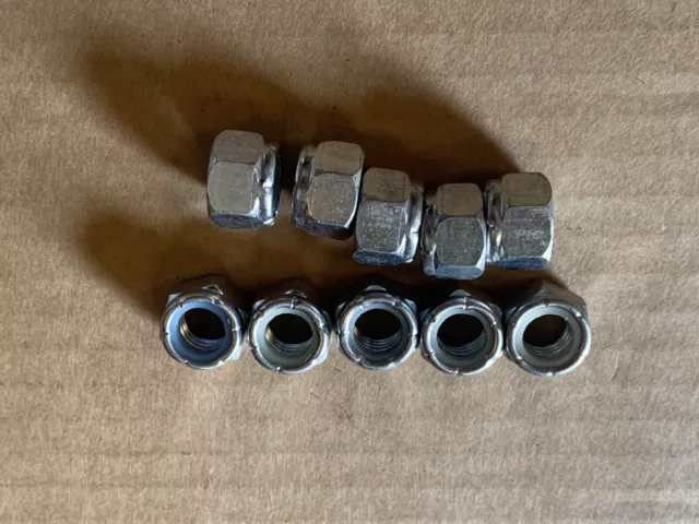 10x 7/16"" U.N.C/UNC Nylon Verschlussmuttern verzinkt