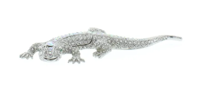 Jeweled Clear Lizard Crystal Ciel Hinged Collectible Trinket Box