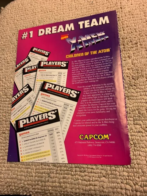 11-8 1/4” X-men COTA Capcom Cps2 Primal Rage Atari   ARCADE VIDEO GAME FLYER